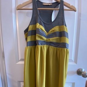 Chartreuse and Gray Racerback Babydoll Dress